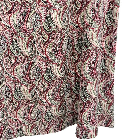 Talbots Petite Pure Silk Paisley Midi A-Line Red Beige Skirt Side Zip sz 10P - Picture 11 of 16
